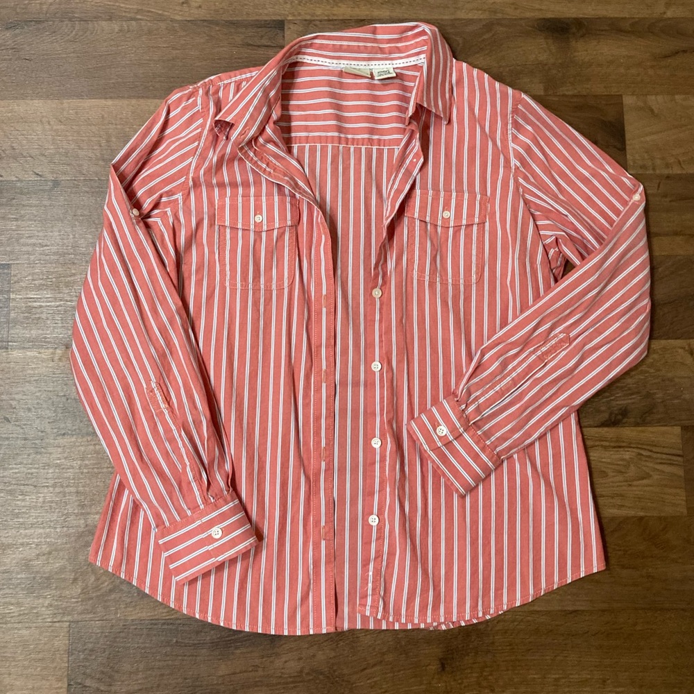 L.L. Bean Pink Striped Button-Up